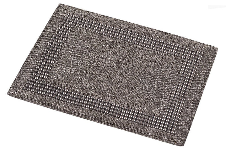 Fennco Styles Tullia Handmade Beaded Design Placemat - 1-Piece - 13"x18" (Pewter)
