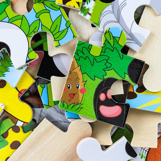 My First Animal Puzzle Adventure, 6 Pack Wooden Montessori Puzzles for Toddlers Ages 3+
