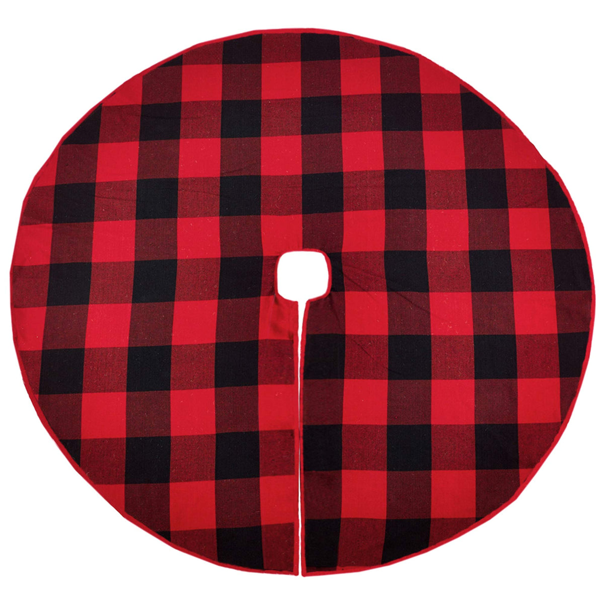Fennco Styles Red Buffalo Check Plaid Cotton 6" x 18" Christmas Stocking for Home, Holiday, Christmas Tree and Wall Décor