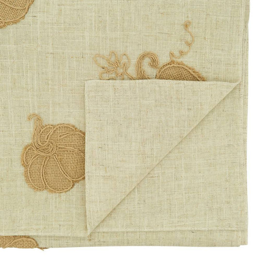 Harvest Pumpkins Linen Blend Table Runner 16" W X 70" L - Natural Holiday Table Cover for Home Décor, Thanksgiving, Banquets, Family Gatherings and Special Occasions