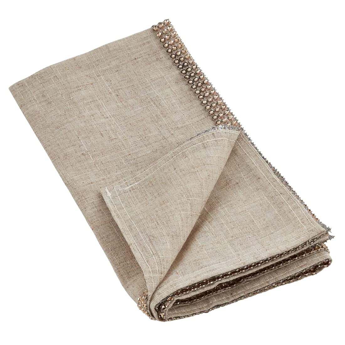 Elegant Lily Collection Studded Design Cloth Napkins 20" W x 20" L, Set of 4 - White Rhinestone Dinner Napkins for Dining Table, Banquets, Family Gathering and Special Occasion