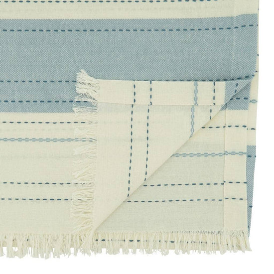 Dobby Striped Cotton Fringe Table Runner 14" W x 72" L — dining room accent for seasonal table styling distinctive decor choice