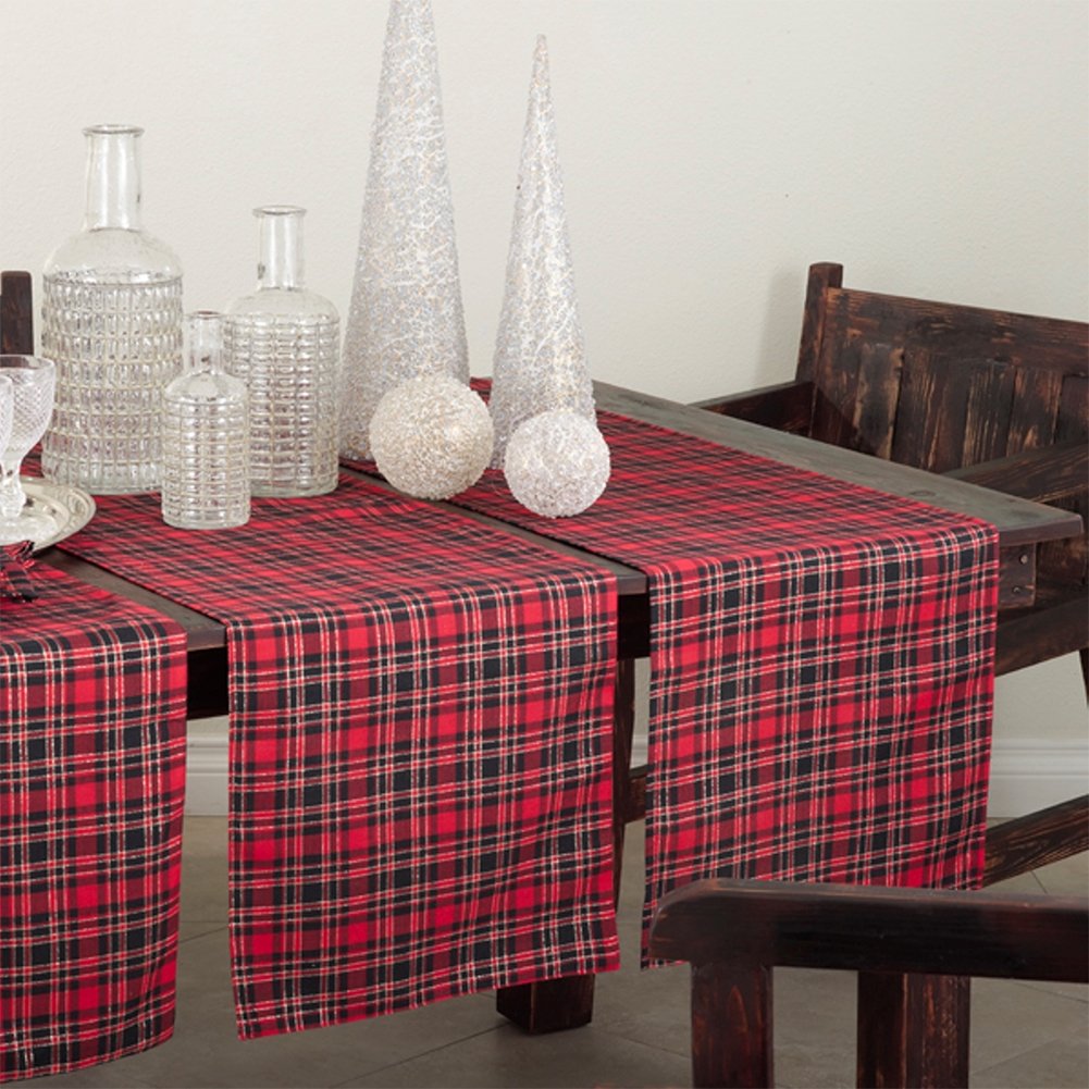 Fennco Styles Classic Tartan Plaid Holiday Tablecloth - Red and Black Table Cover for Christmas, Banquets, Family Gathering, Special Occasion and Home Décor