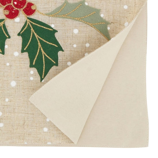 Buffalo Plaid Holly Leaves Table Runner 16" W x 70" L — dining table decor for home entertaining online gift shop find