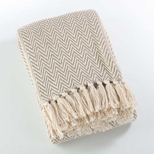 Fennco Styles Sevan Collection Soft Cotton Chevron Throw Blanket 50" W X 60" L