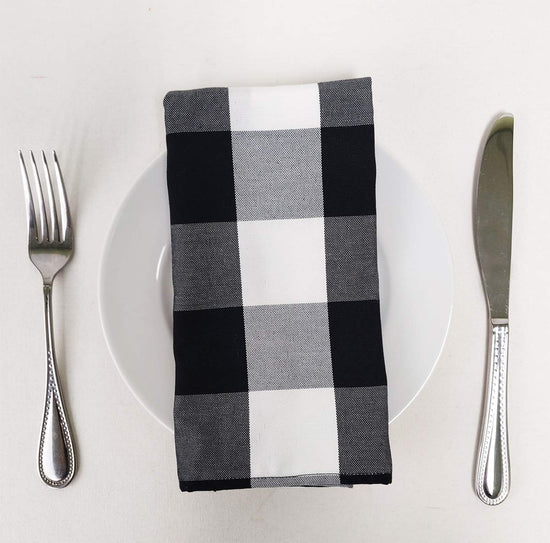 Buffalo Check Design Cloth Napkins 18" W x 18" L, Set of 4 — table setting accent for dining and special occasions home and holiday accent