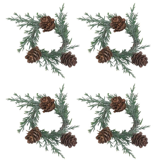 Fennco Styles Handmade Christmas Decorative Napkin Rings, Set of 4 - Green Napkin Holders for Home, Dining Room, Banquet, Family Gathering, Holiday Decor and Special Occasion