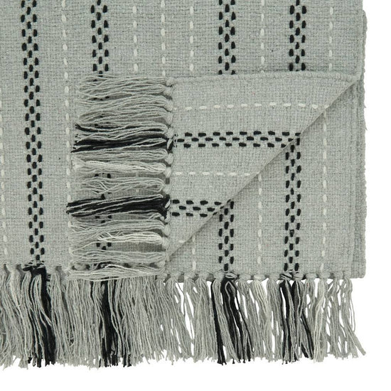 Stitched Stripe Tassel Cotton Table Runner 16" W X 72" L — table decor for gatherings holidays and entertaining seasonal decorating choice