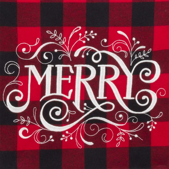 Holiday Buffalo Plaid Cotton Blend Merry Design Table Runner 14 x 72 Inch — table setting accent for dining and special occasions online gift shop find