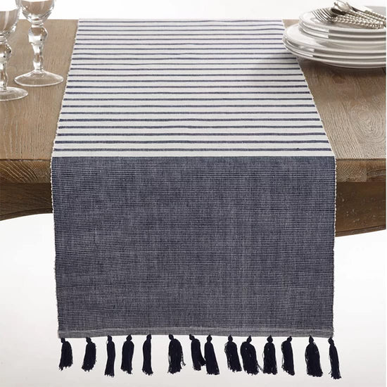 Bellaria Collection Ribbed Tassel Reversible Table Linen Tablecloth