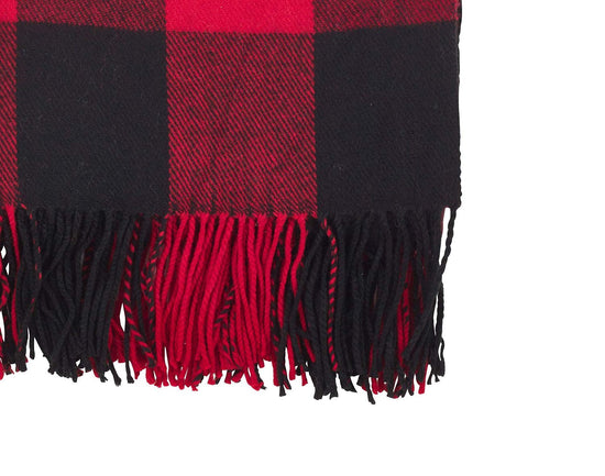 Classic Buffalo Check Fringe 50 x 60 Inch Throw — decorative blanket for cozy living room styling gift-ready decor idea