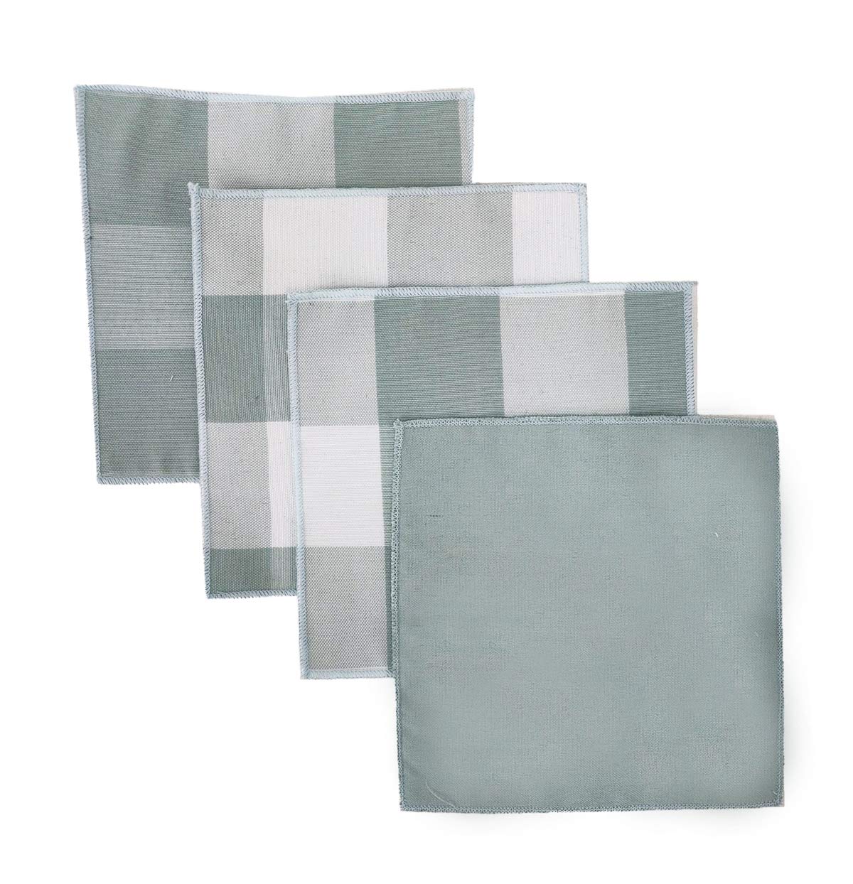 Buffalo Check Double Layers Reversible Coasters 6"W x 6"L, Set of 4 - Handmade in USA - Plaid Cocktail Napkins for Everyday Use and Special Occasion