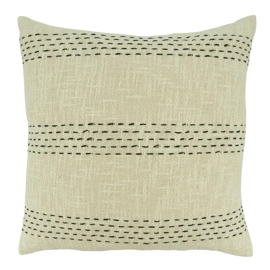 Stitch Line Cotton Decorative Throw Pillow Cover 20" W x 20" L — stylish cushion for sofa couch and bedroom decor