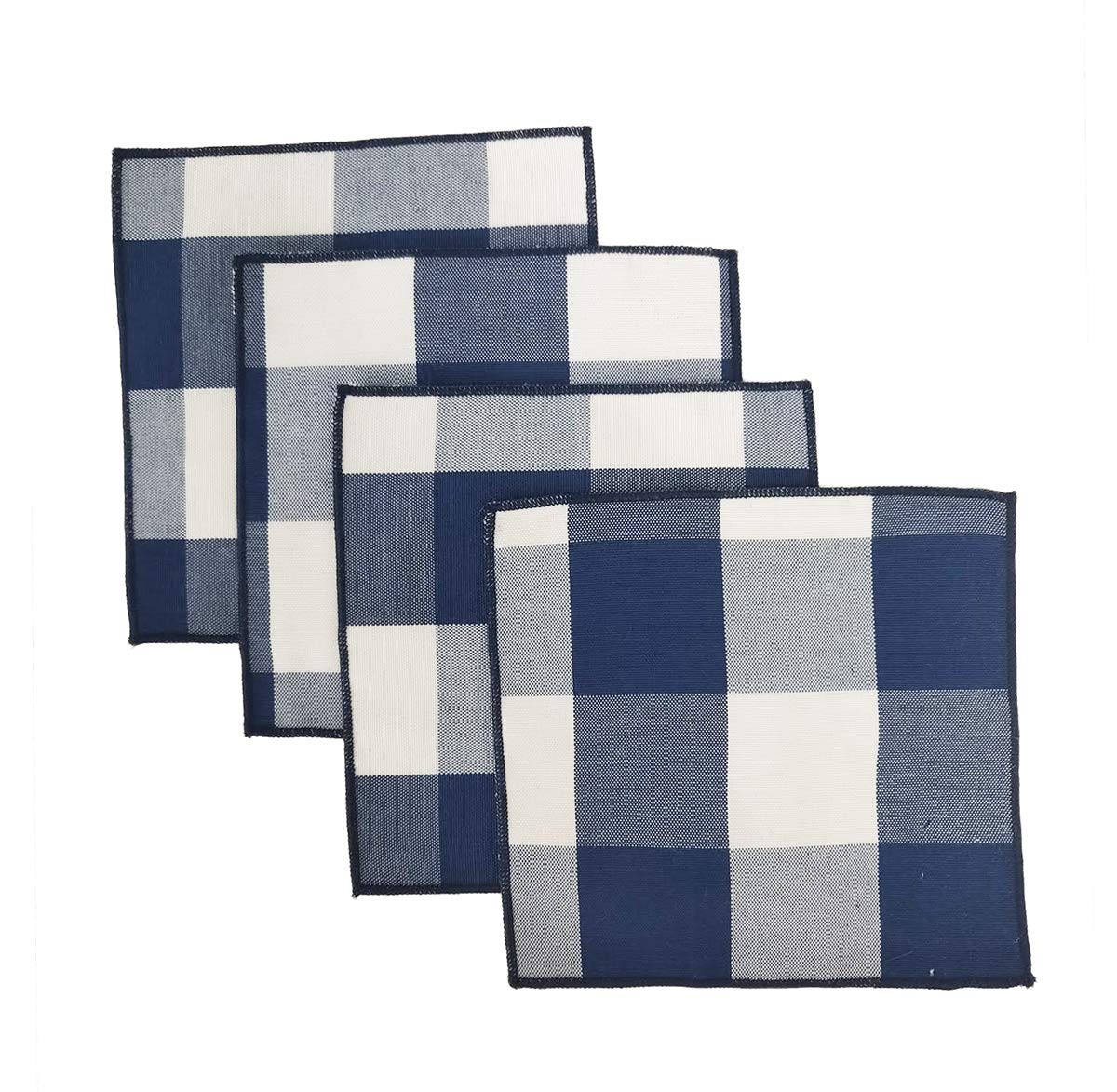 Buffalo Check Double Layers Reversible Coasters 6"W x 6"L, Set of 4 - Handmade in USA - Plaid Cocktail Napkins for Everyday Use and Special Occasion