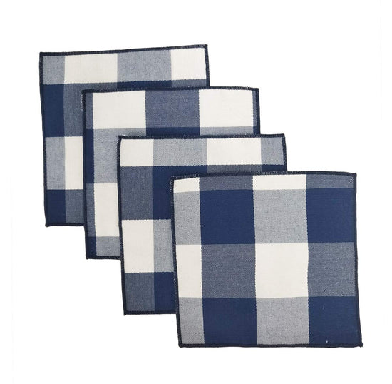 Buffalo Check Double Layers Reversible Coasters 6"W x 6"L, Set of 4 - Handmade in USA - Plaid Cocktail Napkins for Everyday Use and Special Occasion