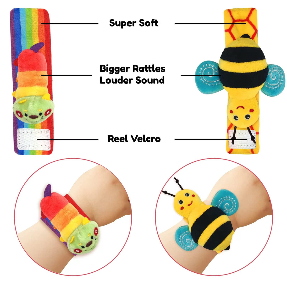 Garden Bug Baby Rattle Socks & Wrist Rattles Set
