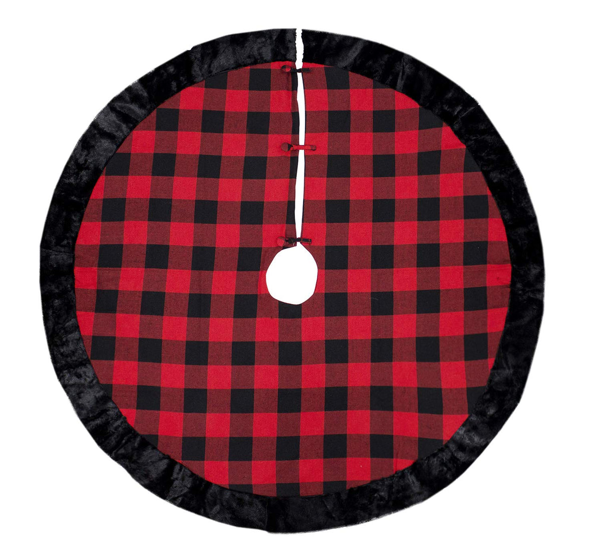 Fennco Styles Red & Black Buffalo Plaid Christmas Tree Skirt 53" Round - Holiday Tree Skirt for Home, Christmas Tree, Winter Festivals, Office, School Décor