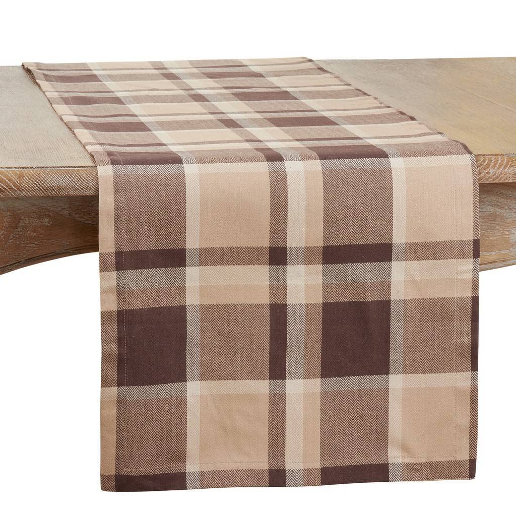 Fennco Styles Classic Plaid Design 100% Cotton Placemats 14" W x 20" L, Set of 4 - Brown Table Mats for Dining Table, Banquets, Holiday Season, Christmas and Special Occasion