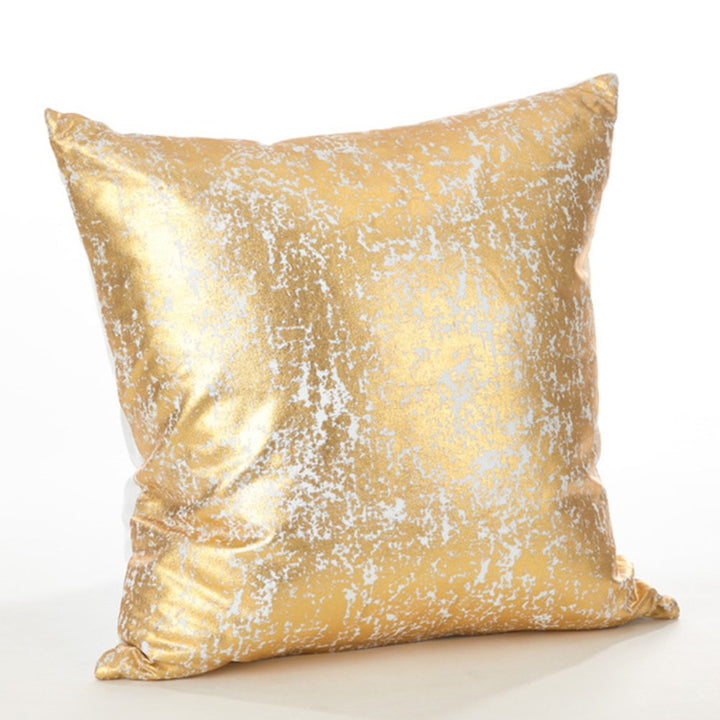 Fennco Styles Donnelou Collection Glamour Metallic Foil 100% Pure Cotton 18 x 18 inch Decorative Throw Pillow with Case & Insert – Gold Throw Pillow for Couch, Bedroom and Living Room Décor