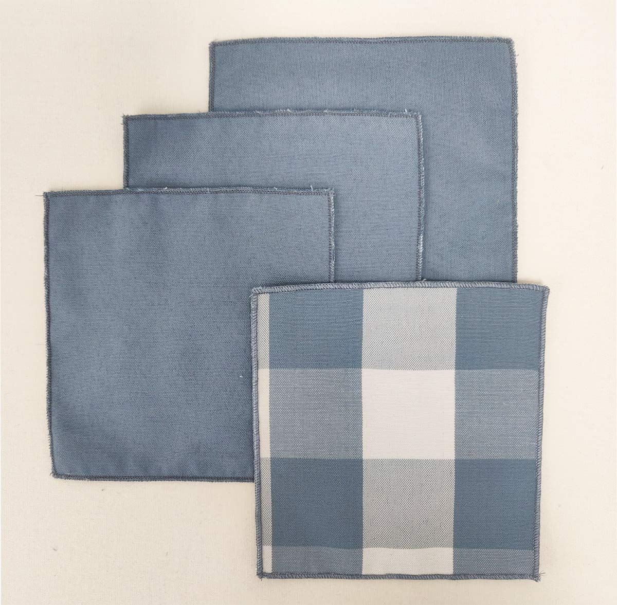 Buffalo Check Double Layers Reversible Coasters 6"W x 6"L, Set of 4 - Handmade in USA - Plaid Cocktail Napkins for Everyday Use and Special Occasion