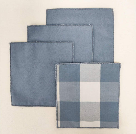 Buffalo Check Double Layers Reversible Coasters 6"W x 6"L, Set of 4 - Handmade in USA - Plaid Cocktail Napkins for Everyday Use and Special Occasion