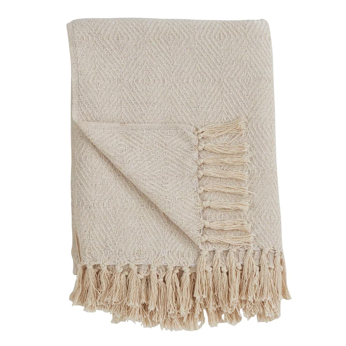 Fennco Styles Sevan Collection Soft 100% Cotton Diamond Weave Throw Blanket, 50" W x 60" L