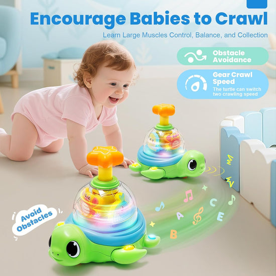 Musical Baby Toys for 1 Year Old - Crawling Turtle Infant Toys 6-12 Months, Press & Glow & Spin for Cause and Effect, Tummy Time Development, Christmas Birthday Gifts for 1 Yr Old Boy Girl 9-18 Month