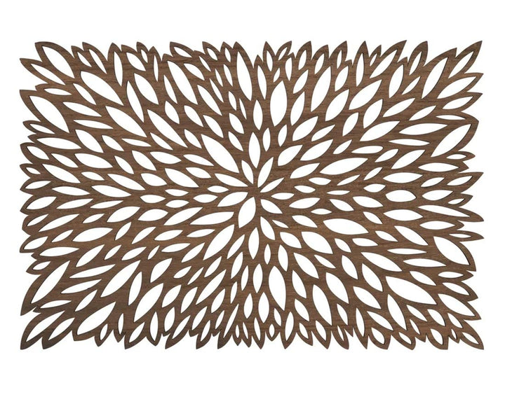 Fennco Styles Unique Engineered Wood Laser Cut Placemats 12"x18" Rectangular, Set of 4 – Brown Modern Traycloth Table Mats for Home, Dining Room Décor, Banquets, Indoor Outdoor and Special Events