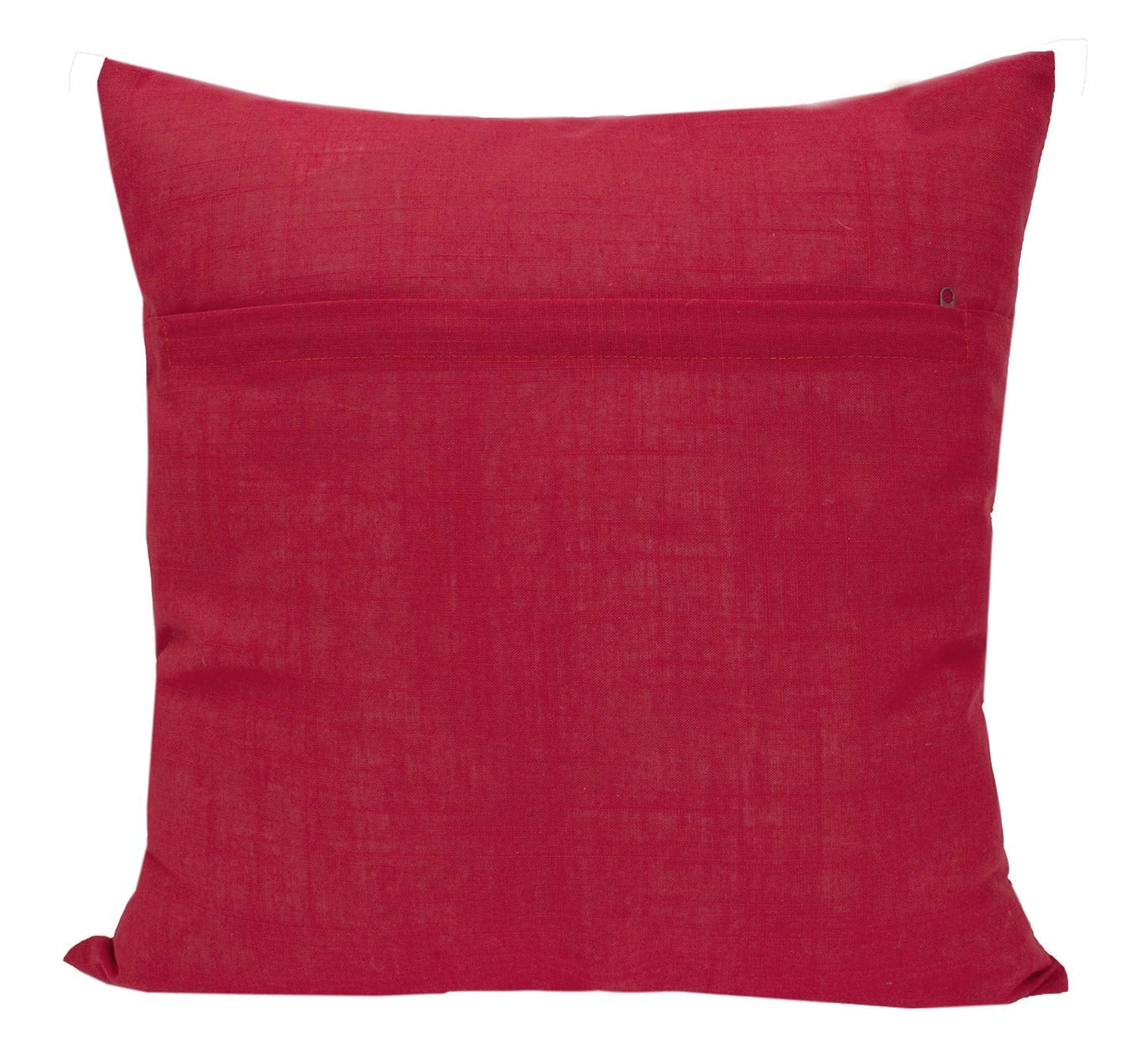Fennco Styles Embroidered White Snowflake Christmas Decorative Throw Pillow Cover 18 x 18 Inch - Red Pillow Case for Holiday Décor, Couch, Living Room and Bedroom Décor