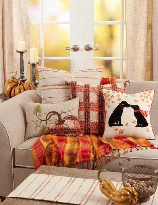 Autumn Harvest Plaid Tassel Throw Blanket 50" W x 60" L – Terracotta Blanket for Couch, Bedroom and Living Room Décor