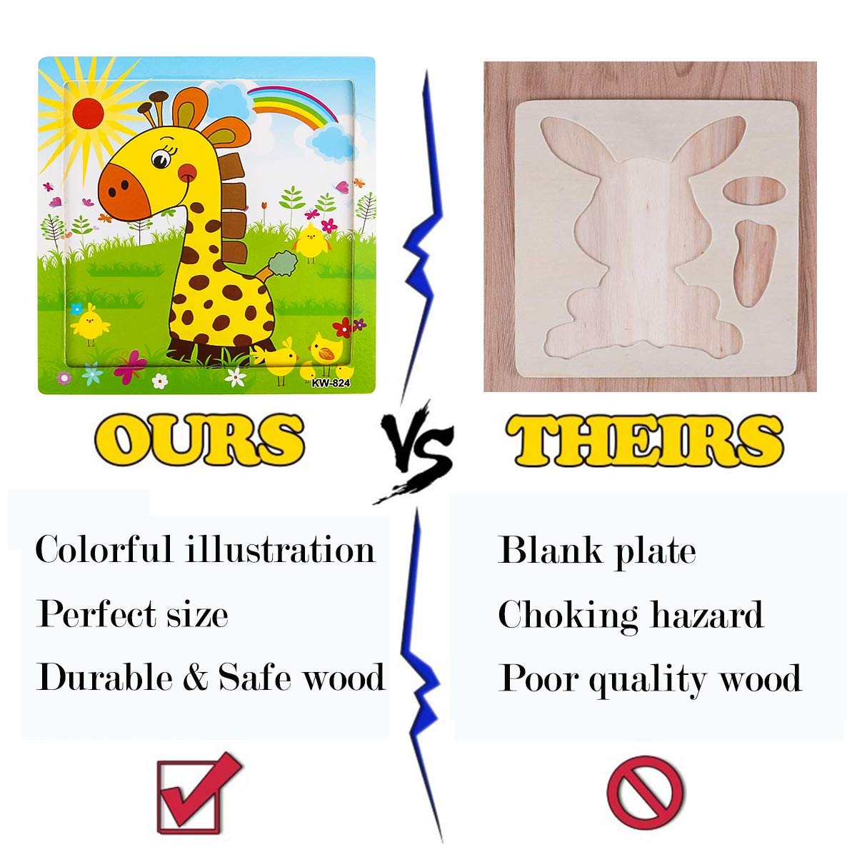 My First Animal Puzzle Adventure, 6 Pack Wooden Montessori Puzzles for Toddlers Ages 3+