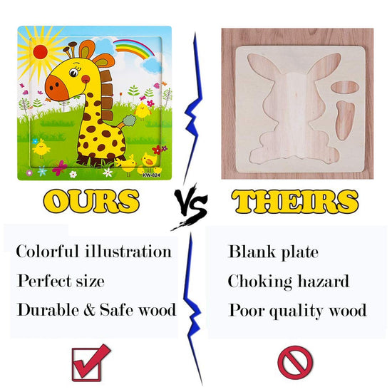 My First Animal Puzzle Adventure, 6 Pack Wooden Montessori Puzzles for Toddlers Ages 3+