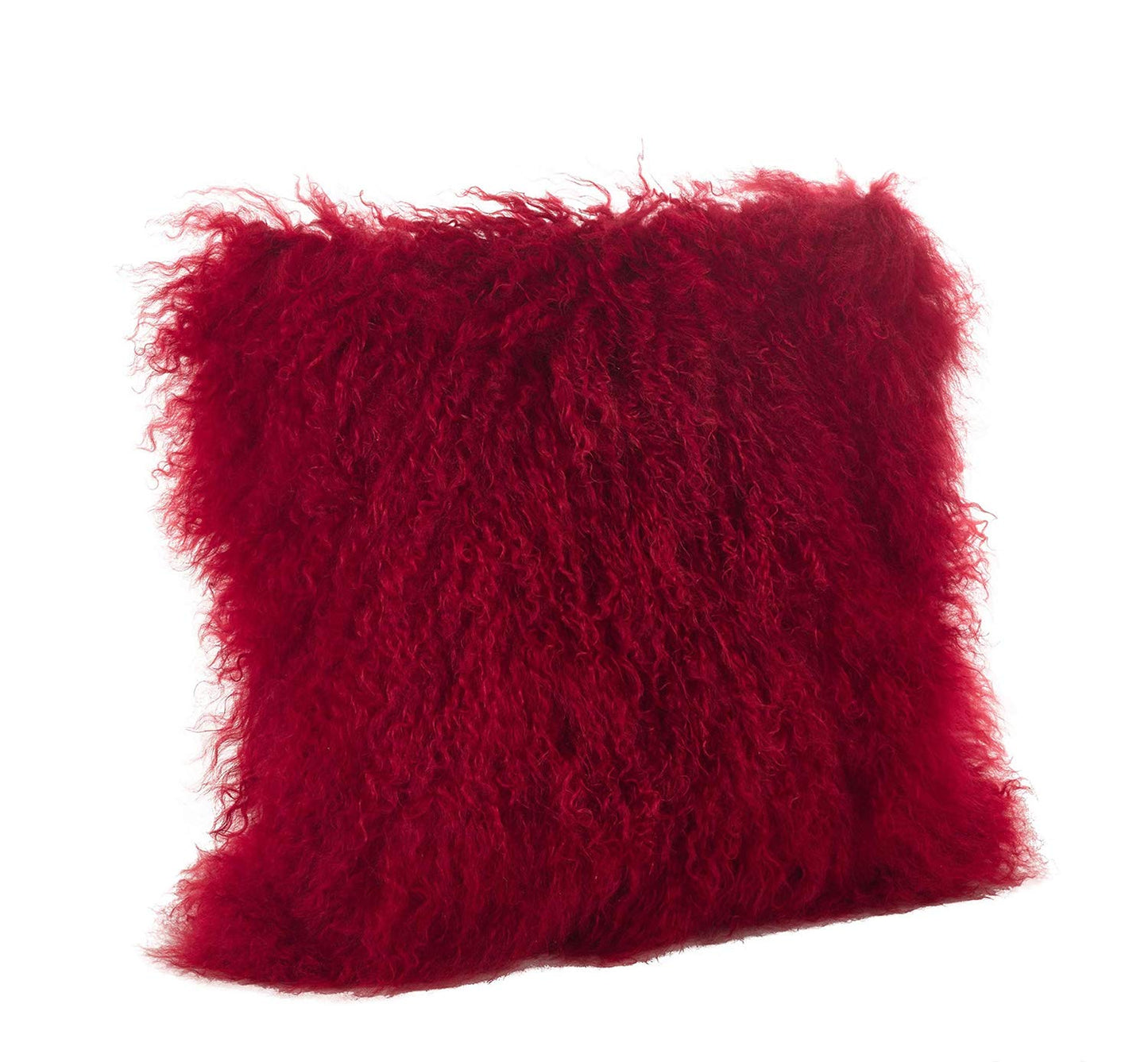 Fennco Styles Genuine Mongolian Lamb Fur Decorative Filled Throw Pillow - Soft Plush Wool Accent Pillow for Home, Couch, Living Room, Office and Holiday Décor