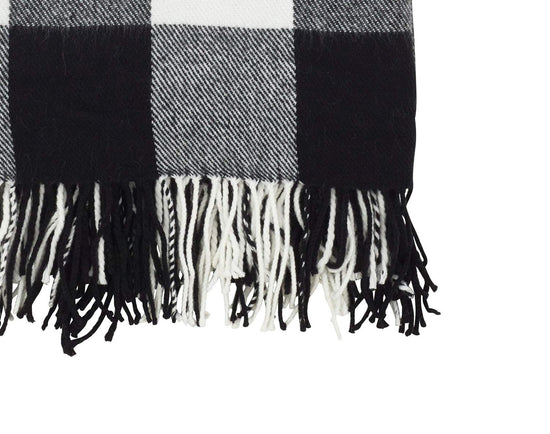 Classic Buffalo Check Fringe 50 x 60 Inch Throw — decorative blanket for cozy living room styling