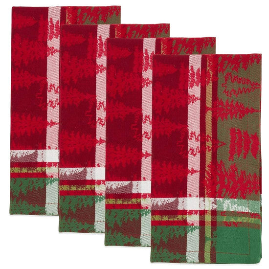 Fennco Styles Christmas Tree Plaid Design 100% Cotton Table Linens - Various Sizes for Home, Holiday, Family Gathering and Special Occasion