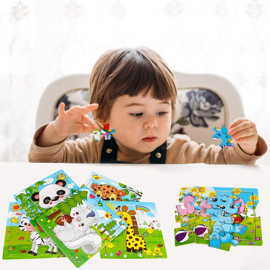 My First Animal Puzzle Adventure, 6 Pack Wooden Montessori Puzzles for Toddlers Ages 3+