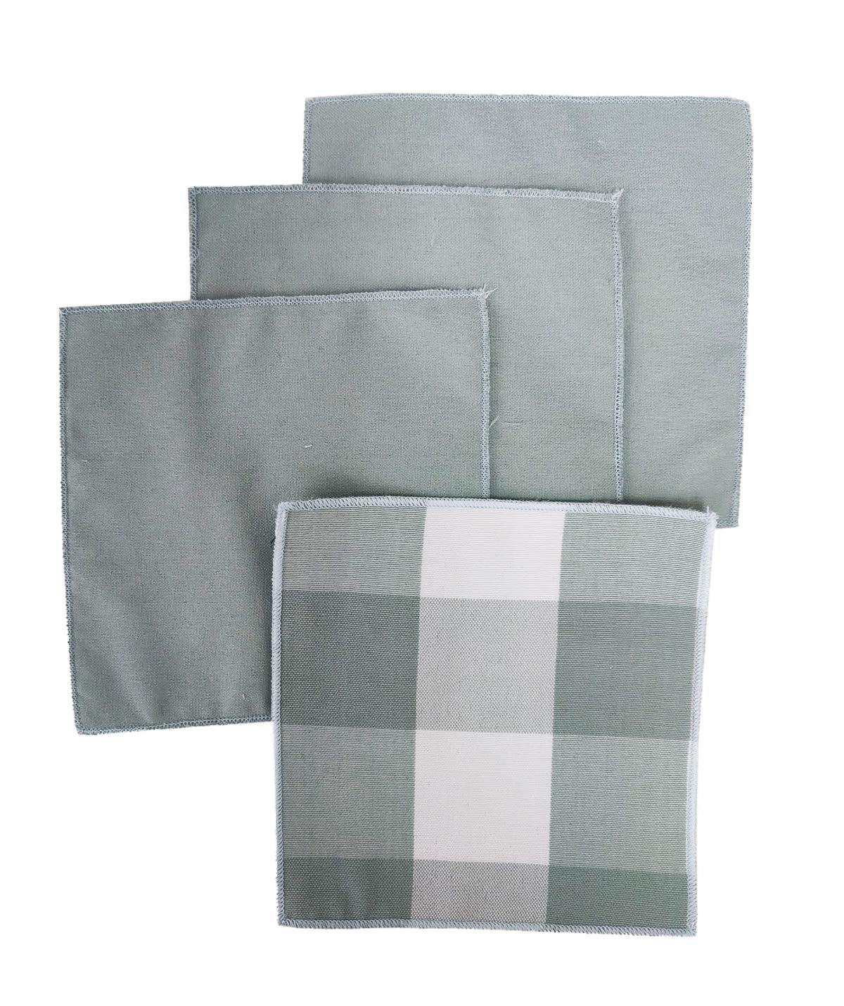 Buffalo Check Double Layers Reversible Coasters 6"W x 6"L, Set of 4 - Handmade in USA - Plaid Cocktail Napkins for Everyday Use and Special Occasion