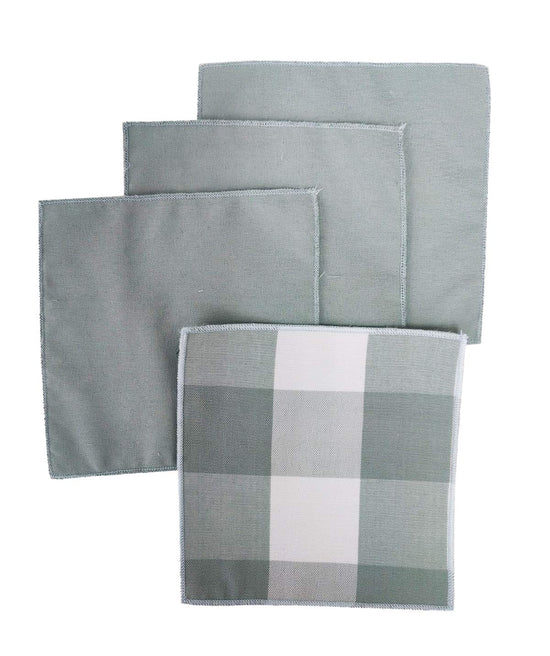 Buffalo Check Double Layers Reversible Coasters 6"W x 6"L, Set of 4 - Handmade in USA - Plaid Cocktail Napkins for Everyday Use and Special Occasion