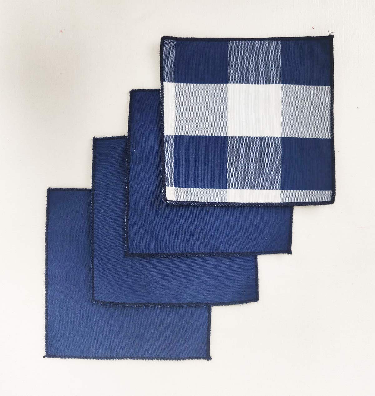 Buffalo Check Double Layers Reversible Coasters 6"W x 6"L, Set of 4 - Handmade in USA - Plaid Cocktail Napkins for Everyday Use and Special Occasion