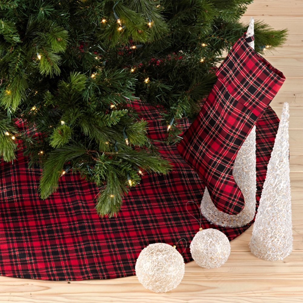Fennco Styles Highland Holiday Red & Black Plaid Design 13"x19" Stocking