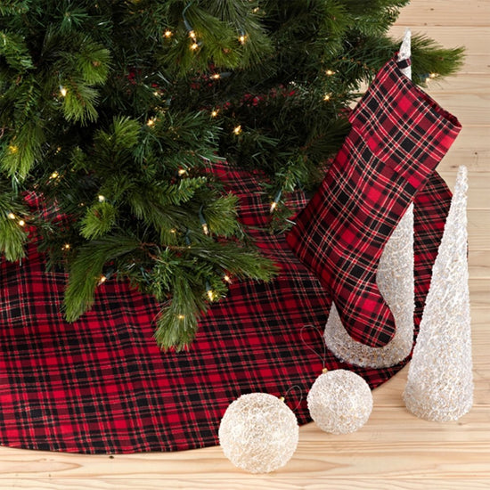 Fennco Styles Highland Holiday Red & Black Plaid Design 13"x19" Stocking
