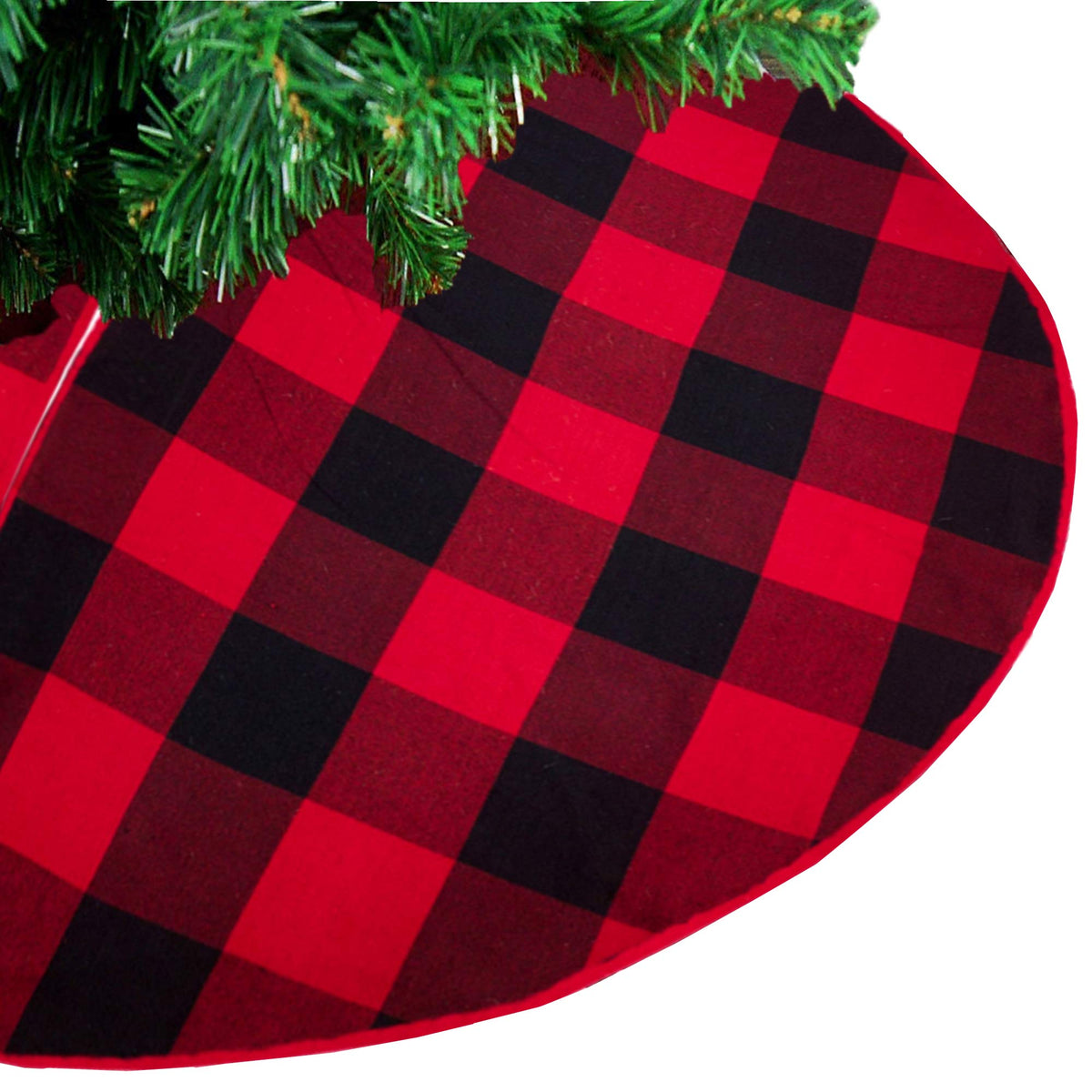Fennco Styles Red Buffalo Check Plaid Cotton 6" x 18" Christmas Stocking for Home, Holiday, Christmas Tree and Wall Décor