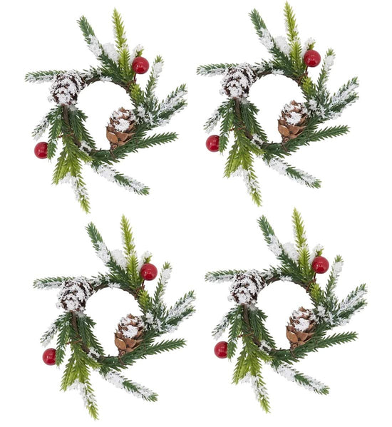 Fennco Styles Handmade Christmas Decorative Napkin Rings, Set of 4 - Green Napkin Holders for Home, Dining Room, Banquet, Family Gathering, Holiday Decor and Special Occasion