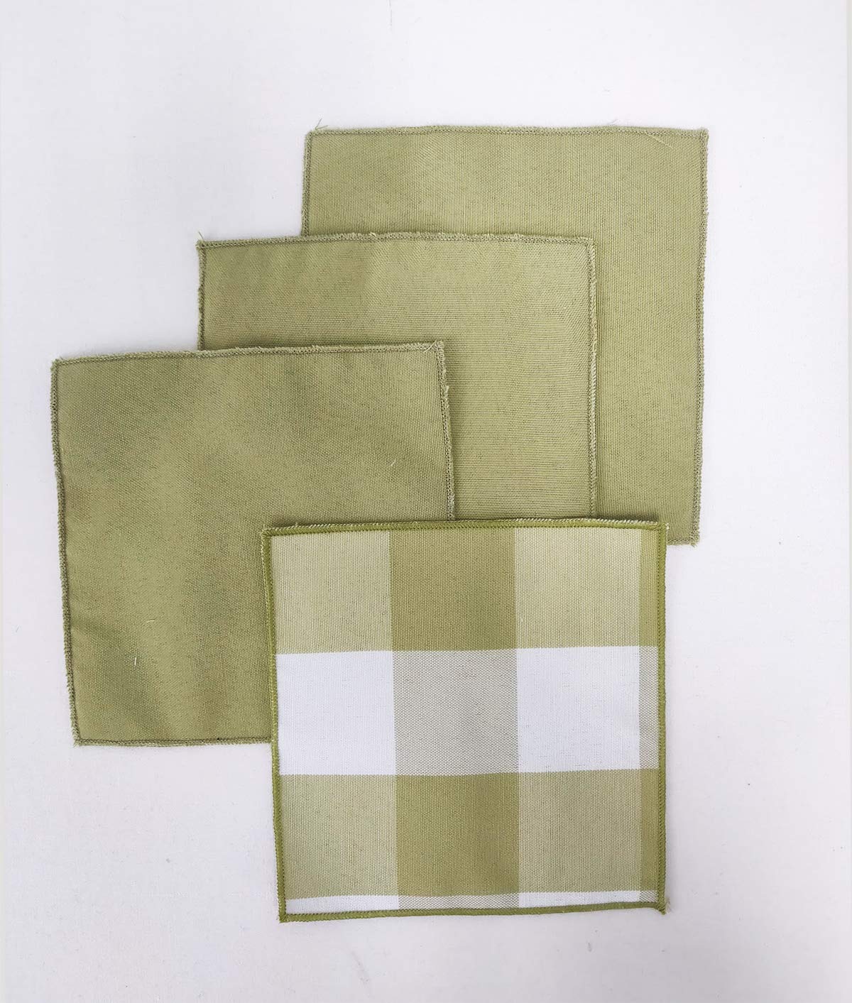 Buffalo Check Double Layers Reversible Coasters 6"W x 6"L, Set of 4 - Handmade in USA - Plaid Cocktail Napkins for Everyday Use and Special Occasion