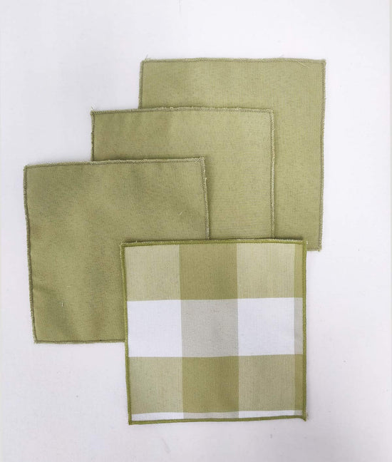 Buffalo Check Double Layers Reversible Coasters 6"W x 6"L, Set of 4 - Handmade in USA - Plaid Cocktail Napkins for Everyday Use and Special Occasion
