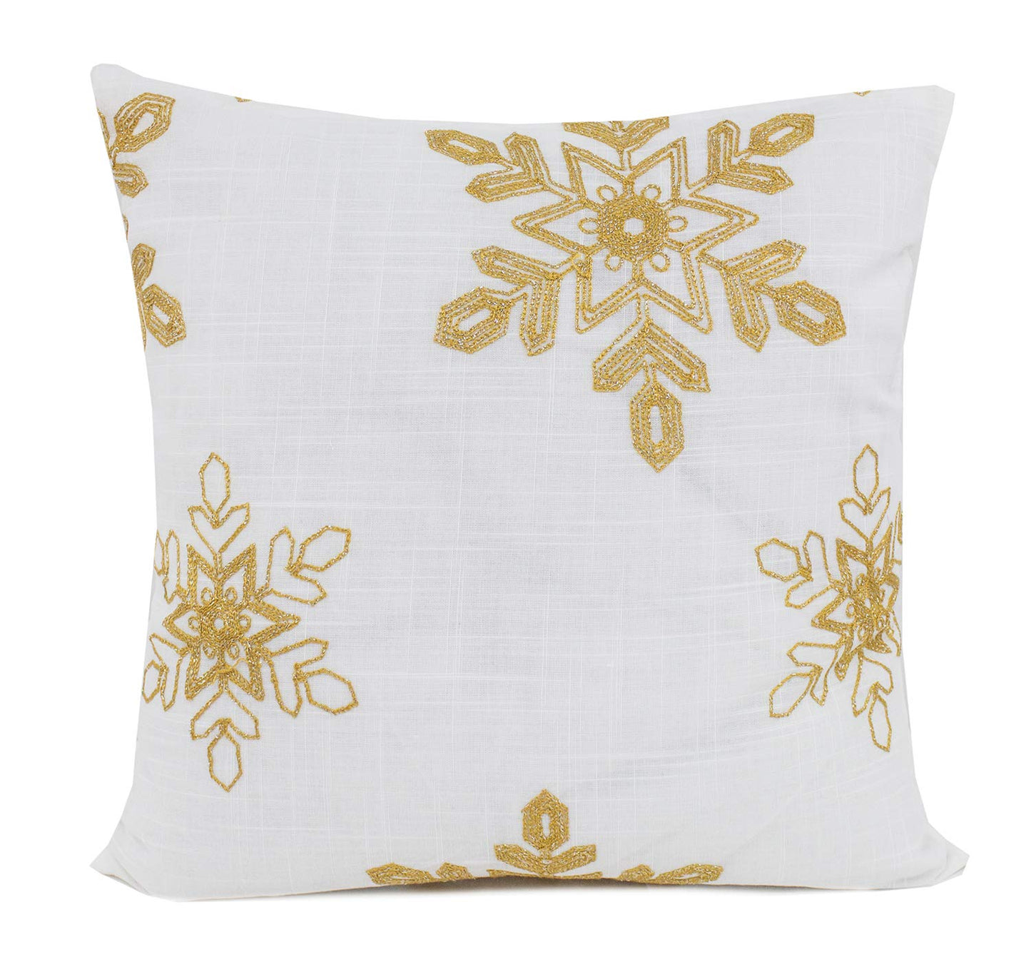 Fennco Styles Holiday Nivalis Collection Snowflake Design Christmas Decorative Throw Pillow - 3 Colors (Pillow Case + Insert, Gold)