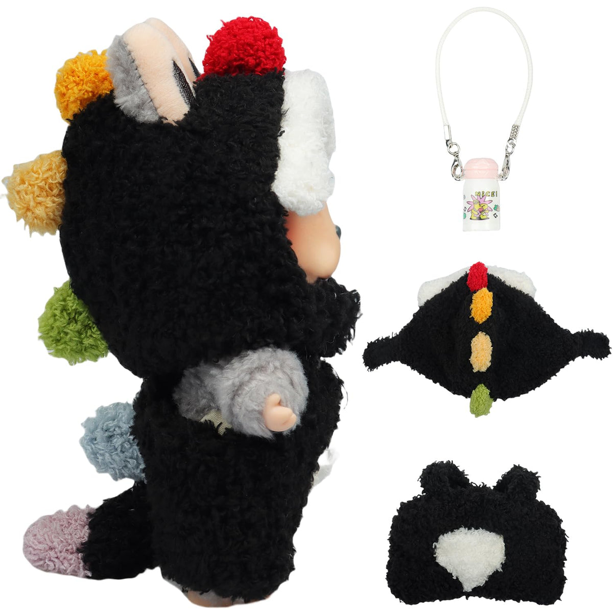 4 Piece Doll Clothes Set for 15cm-17cm Dolls - Outfit with Overalls Hat & Bag