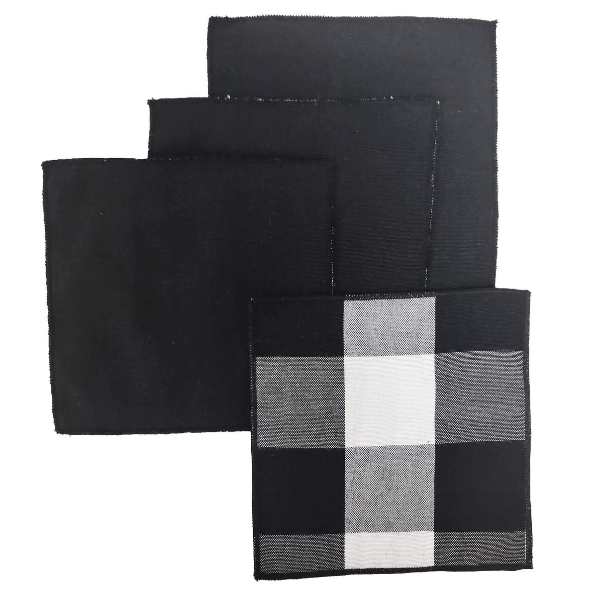 Buffalo Check Double Layers Reversible Coasters 6"W x 6"L, Set of 4 - Handmade in USA - Plaid Cocktail Napkins for Everyday Use and Special Occasion
