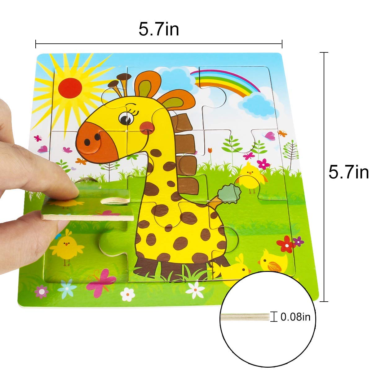 My First Animal Puzzle Adventure, 6 Pack Wooden Montessori Puzzles for Toddlers Ages 3+