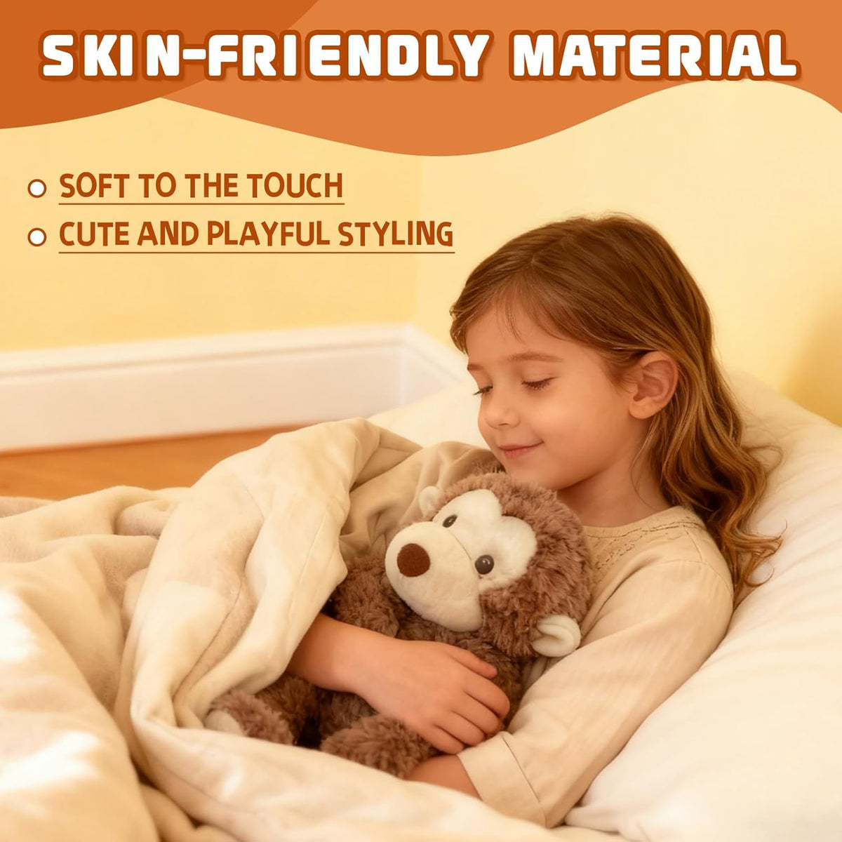 14" 7 OZ Monkey Cute Weighted Stuffed Animals,Sensory Comfort Plush Throw Pillow Toy,Monkey Plush Toys for Stress Relief, Kawaii Plushies Hugging Toy Stuffed Monkey Gifts for Kids & Adults.